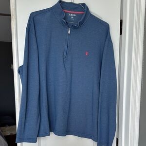 Men's. Izod Blue Quarter-Zip Pullover with Pink Logo, XXL